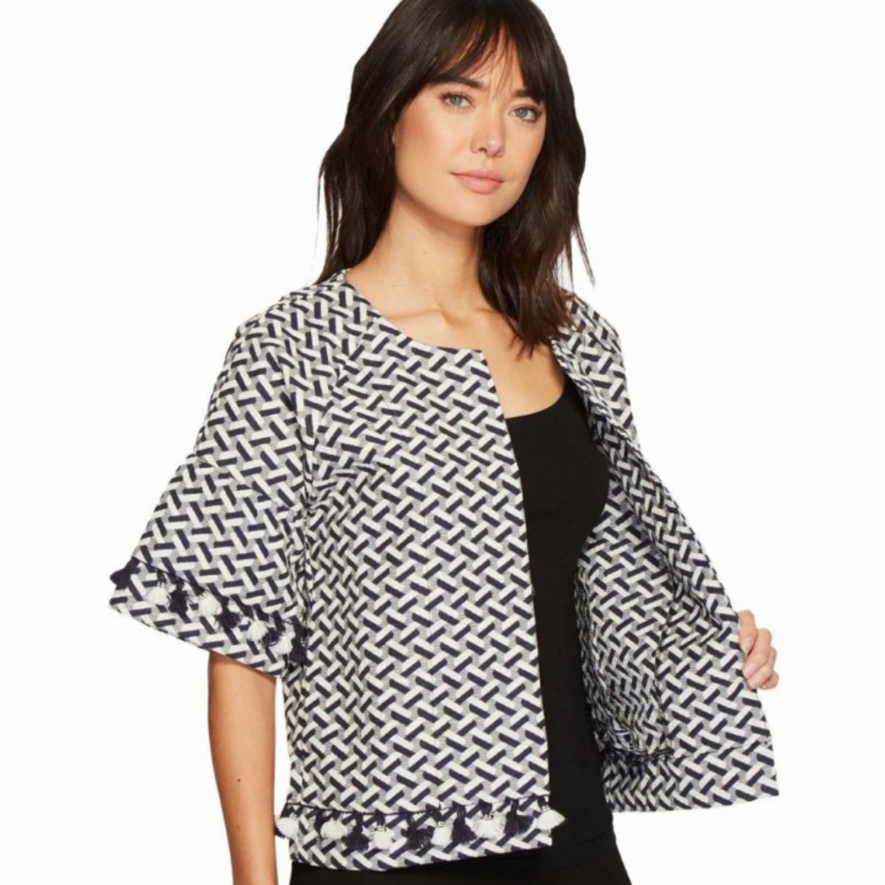 Loramendi Jaquard Crop Jacket w/Tassels